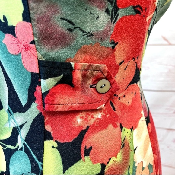 Vintage 90’s Y2K Tropical Floral Hawaiian Rose Button Front Open Back Maxi Dress - Picture 8 of 10